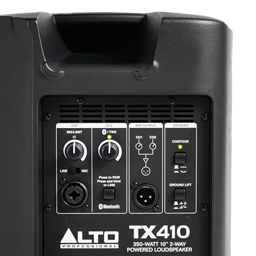 Alto TX410 350W 10" Powered PA Speaker | TWS Bluetooth, 2-Channel Mixer, and Monitor Mode for Bands, DJs, Rehearsals, and Venues - size: 10" PA Speaker