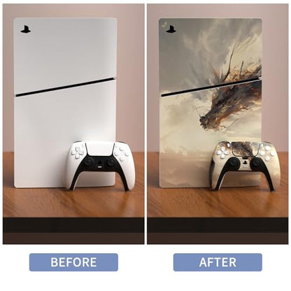 PlayVital Full Set Skin Sticker for ps5 Slim Console Disc Edition (The New Smaller Design), Vinyl Skin Decal Cover for ps5 Controller & Headset & Charging Station - Cloudwalker's Encounter - color: Cloudwalker's Encounter