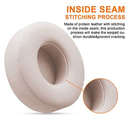 Ear Pads Replacement for Beats Solo 3 - GVOEARS Earpad Cushions Covers for Solo 2 Solo 3 Wired Wireless ON-Ear Headphones with Noise Isolation Memory Foam Protein Leather (Light Pink) | Protein Leather with Thick Foam for Beatter Noise Isolation (Light Pi
