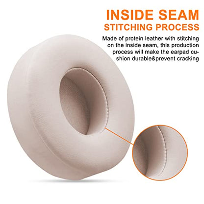 Ear Pads Replacement for Beats Solo 3 - GVOEARS Earpad Cushions Covers for Solo 2 Solo 3 Wired Wireless ON-Ear Headphones with Noise Isolation Memory Foam Protein Leather (Light Pink) | Protein Leather with Thick Foam for Beatter Noise Isolation (Light Pi
