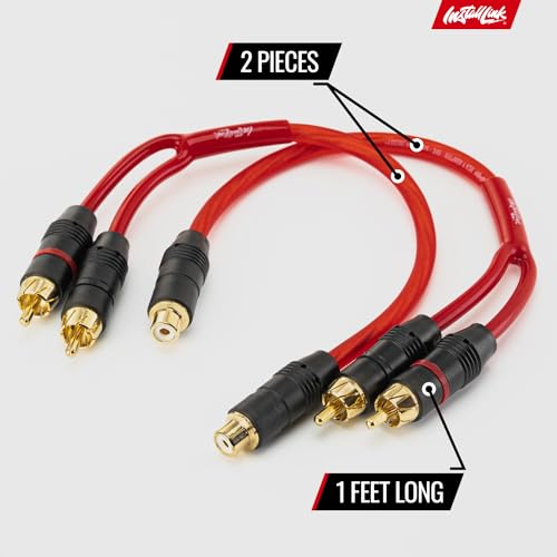 Install Link RCA Y Adapter Cable, 1-Female to 2-Male Splitter, 2-Pack (OFC) | Pure OFC Copper, 1ft, Feeds One Stereo Signal to Two Components, for Subwoofer, Home Theater, Car Audio Amplifier, Studio - color: Frosted Red, size: 1-Female to 2-Male