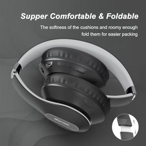 Wireless Bluetooth Headphones Over Ear V6.0 HiFi Stereo with Mic | 65H Playtime 6EQ Modes Foldable Bluetooth Headset with Microphone for Travel Smartphone Computer Laptop Grey - color: Grey