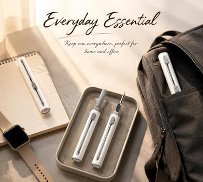 4 Pack 3-in-1 Earbud Cleaning Pen Tool with Soft Brush and Metal Nib for Wireless Earphones, White - color: White