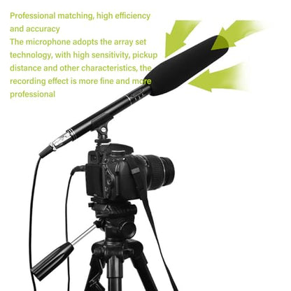 Shotgun Microphone, High Sensitivity, Dual Pickup Modes, All Metal Casing, Compatible with SLR Cameras, Rich Accessories
