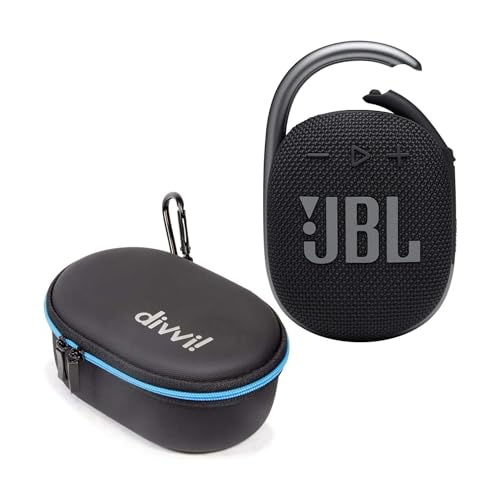 JBL Clip 4 Portable Bluetooth Speaker (Black) + Bundle with divvi! Protective Hardshell Case (Black) - color: Black