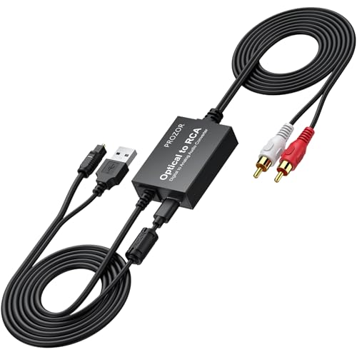 PROZOR 192KHz Digital to Analog Audio Converter 7ft/2.1m Cable Optical to RCA Adapter Built-in Audio Amplifier Chip DAC Digital Audio Converter SPDIF Toslink to RCA for HDTV Amp Blu-Ray DVD PS3 PS4 - size: 7ft PCM