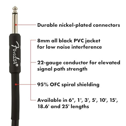 Fender Professional Series Instrument Cable, Guitar Cable, Guitar Accessories, Straight/Straight, Black, 25ft - size: 25ft, style: Straight/Straight