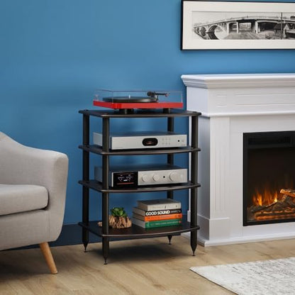Pangea Audio Vulcan Four Shelf Audio Rack, Media Stand, and Components Cabinet 4 Shelf Black - color: 4 Shelf Black