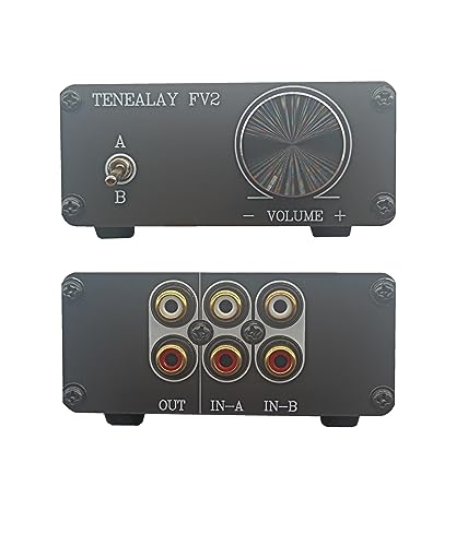 HiFi RCA Audio Switch A/B Selector, Passive Preamplifier Stereo Audio preamp Volume Adjust with ALPS RK27