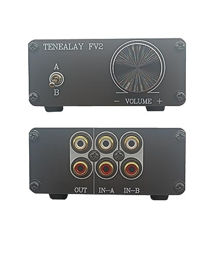 HiFi RCA Audio Switch A/B Selector, Passive Preamplifier Stereo Audio preamp Volume Adjust with ALPS RK27