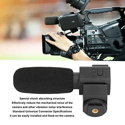 ASHATA Universal Camera Microphone, Video Microphone with Shock Mount, Unidirectional Stereo Camera Recording Mic for Studio Recording, Home Recording, Podcasting and Streaming