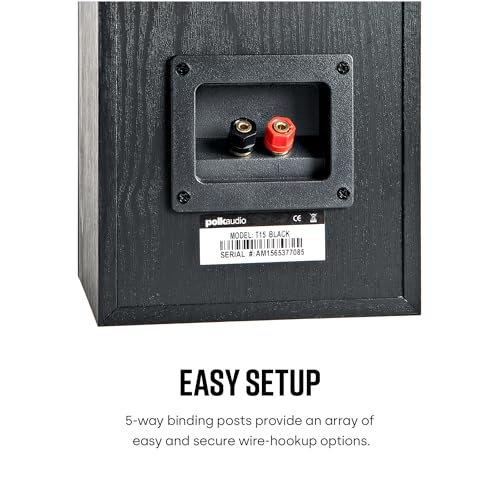 Polk Audio T15 100 Watt Home Theater Bookshelf Speakers, Black, 1 Pair - style: Bookshelf Speaker