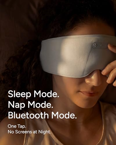 Sleenova SoundMask - Sleep Mask with Built-in Tuned Sleep Audio, Side Sleeper Optimized, Phone-Free Sleep & Nap, Bluetooth Modes, Cloud Grey - color: Cloud Grey