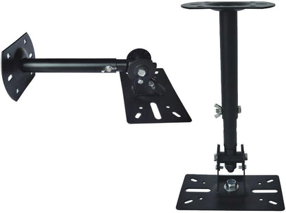 Speaker Wall Ceiling Mount Bracket w/Adjustable Swivel Tilt, Hold up to 66lbs, Retractable Telescopic Arm for Home Surround Sound System Bookshelf Satellite Speakers (2 Packs Black)