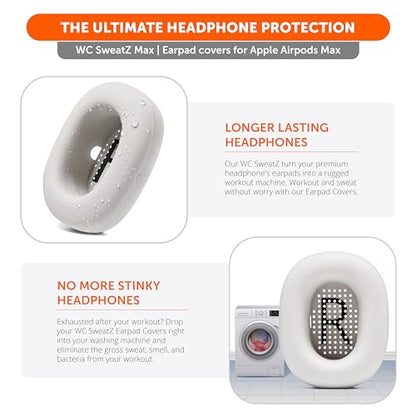 WC SweatZ Max - Patented Silicone Sweat Covers for AirPods Max 1 | Made by Wicked Cushions | (Does Not Fit AirPods Max 2). Sweatproof, Full Earpad Protection | Beige - color: Beige