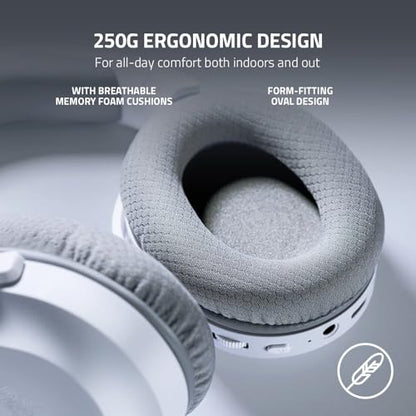 Razer Barracuda X Wireless Gaming & Mobile Headset (PC, PlayStation, Switch 2, Android, iOS): 2.4GHz Wireless + Bluetooth - 40mm Drivers - 50 Hr Battery - Mercury White (Renewed)