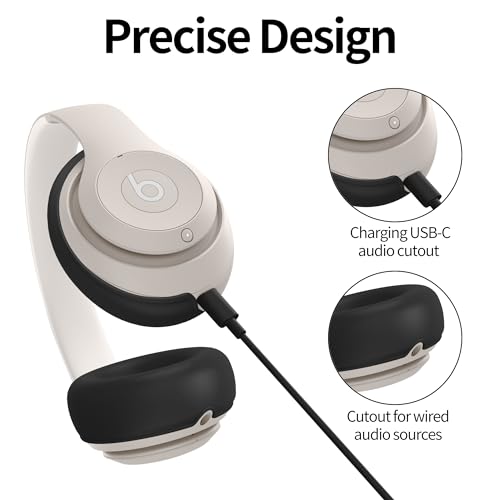 Silicone Case Compatible with Beats Studio Pro, Silicone Ear Pads Cover Protector Headband Cover, Anti-Scratch, Washable Protective Cover for Beats Studio Pro Ear Pads - Black - color: Black