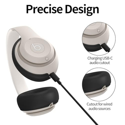 Silicone Case Compatible with Beats Studio Pro, Silicone Ear Pads Cover Protector Headband Cover, Anti-Scratch, Washable Protective Cover for Beats Studio Pro Ear Pads - Black - color: Black