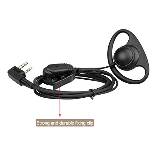 Retevis Walkie Talkie Earpiece with Mic, for RT22/RT68/RT21/H777/RT68H | D Shape, Double Wire, 2 Pin , Compatible with Pxton, Baofeng BF-888S, Kenwood Walkie Talkie, Two Way Radio Headset(10 Pack) - style: D Shape Earhook