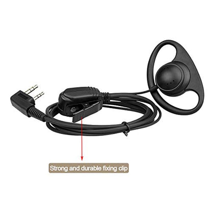 Retevis Walkie Talkie Earpiece with Mic, for RT22/RT68/RT21/H777/RT68H | D Shape, Double Wire, 2 Pin , Compatible with Pxton, Baofeng BF-888S, Kenwood Walkie Talkie, Two Way Radio Headset(10 Pack) - style: D Shape Earhook