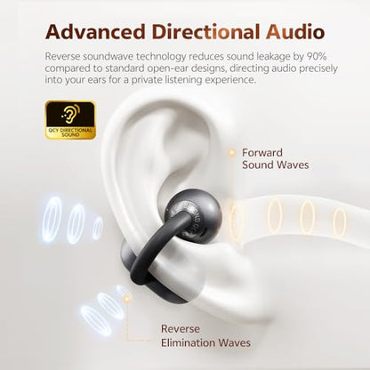 QCY Crossky C50 Open Ear Earbuds, Clip On Earbuds Bluetooth 6.0 - color: Grey