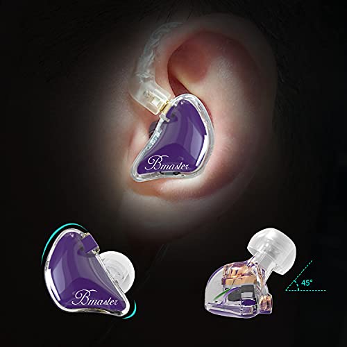 BASN Bmaster Triple Drivers in Ear Monitor Headphone with Two Detachable Cables Fit in Ear Suitable for Audio Engineer, Musician (Purple) - color: Purple