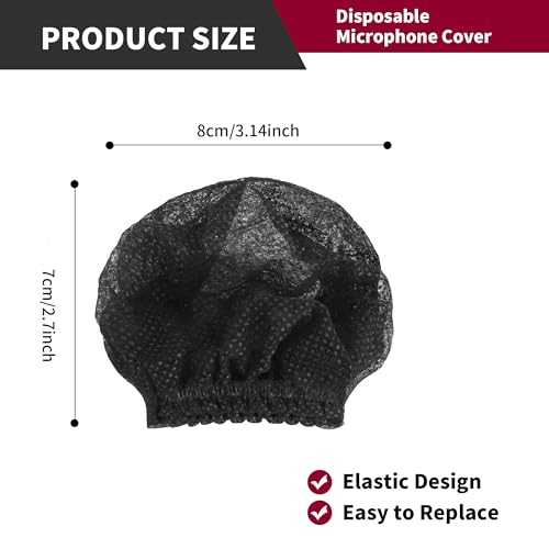 800 Pcs Microphone Cover Disposable,Non Woven | Windscreen Protective Cap for Microphone,3.14 x 2.7 inches / 8 x 7 cm