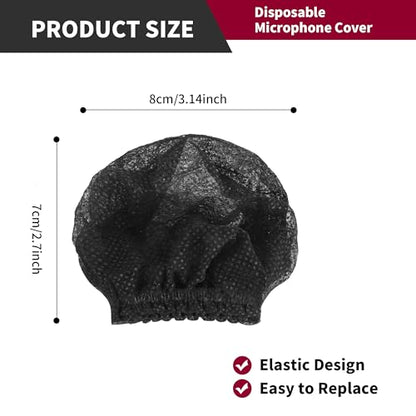 800 Pcs Microphone Cover Disposable,Non Woven | Windscreen Protective Cap for Microphone,3.14 x 2.7 inches / 8 x 7 cm