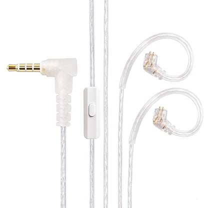 KBEAR IEM Cable HiFi Earphone Replacement Cable 0.75mm 2Pin for KZ ZSN PRO X/ZS10 PRO/AS16/AS12/ZSX/ZAX/ASF/ASX/DQ6/AST/ZAS/EDX PRO/ZEX/ZEX PRO/EDS/CCA C10 PRO/C12/CRA Headphones(with Mic, C Pin) - color: White, size: 2PIN-C 3.5MM, with Mic, style: 1.2M L