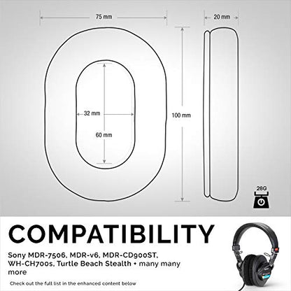 Brainwavz Replacement Micro Suede Earpads for SONY MDR 7506, V6, CD900ST, Memory Foam Ear Pad & Suitable for Other On Ear Headphones, Micro Suede Black - color: Micro Suede Black
