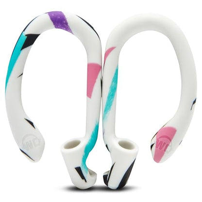 WC HookZ - Patented Upgraded Over Ear Hooks for AirPods Pro 1, 2 & AirPods 1, 2 & 3- Two Size Pairs Included in Package, Unique Left & Right Hook, Made by Wicked Cushions | 90's White - color: 90's White