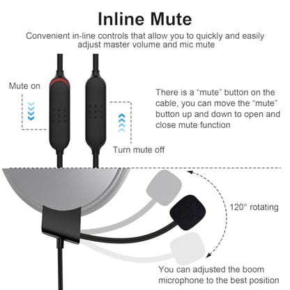 QC35 Boom Microphone Compatible with Bose QuietComfort 35 II (QC35 II) & QuietComfort 35 (QC35) Headphones, Boom Microphone Cable with Mute Switch for PS4, PS5, Xbox One, PC, 4ft