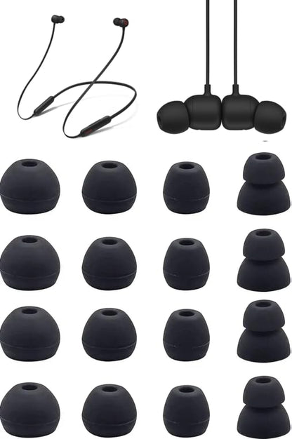 Zotech Replacement Earbud Tips for Beats Flex All-Day Wireless Earbuds, 8 Pairs (16pcs), Black, Small, Medium, Large, Double Flange