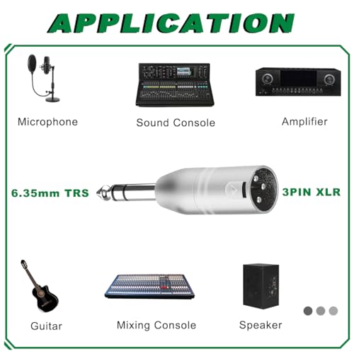 3PCS 1/4" TRS to XLR Adapter 6.35mm 1/4" Male to Male Balanced Quarter Inch Plug Audio Connector Nickel Zinc Alloy Round with Cable Tie, for Microphone Amplifier Speaker Mixing Console - color: TRS to XLR