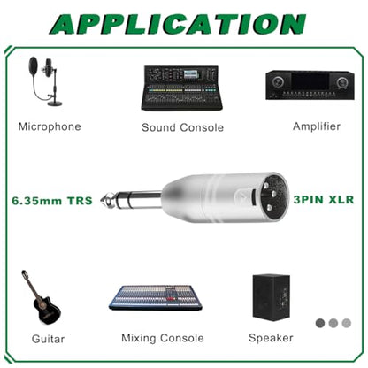 3PCS 1/4" TRS to XLR Adapter 6.35mm 1/4" Male to Male Balanced Quarter Inch Plug Audio Connector Nickel Zinc Alloy Round with Cable Tie, for Microphone Amplifier Speaker Mixing Console - color: TRS to XLR