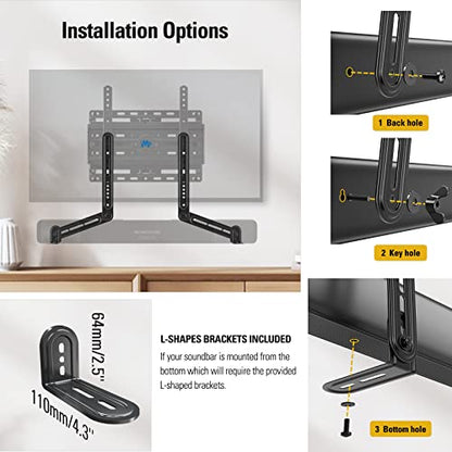 Mounting Dream Soundbar Mount Bracket Fits Most of Soundbars up to 15 Lbs | Sound bar Mount for Mounting Above or Under TV, with Detachable Long Extension Plates, MD5420 - size: Soundbar Mount Up to 15 lbs