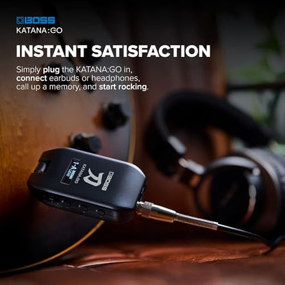 BOSS KATANA:GO | Personal Headphone Amplifier for Guitar & Bass | Ready-To-Play Sounds from Stage-Class Katana Amps | Advanced Spatial Technology | Edit Tones & Stream Backing Music via Bluetooth | Ready-To-Play Sounds from Stage-Class Katana Amps, Advanc