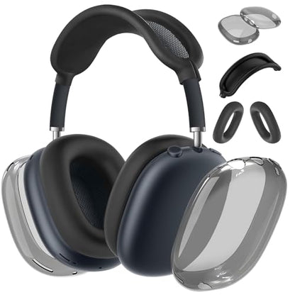 for AirPods Max case Cover,Anti-Scratch Ear Pad Case Cover/Ear Cups Cover/Headband Cover for AirPods Max. Clear Soft TPU and Silicone,Skin Scratch Proof. - color: 3PC-Black