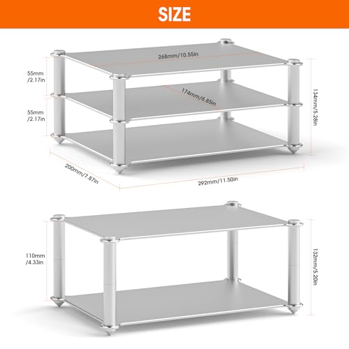 DoukAudio Aluminum Audio Rack Stand: Multi Layer Desktop HiFi Shelf for Amplifier Preamp DAC Ventilated Modular Storage Rack CNC Build Home Studio Setup