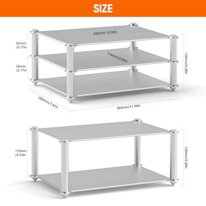 DoukAudio Aluminum Audio Rack Stand: Multi Layer Desktop HiFi Shelf for Amplifier Preamp DAC Ventilated Modular Storage Rack CNC Build Home Studio Setup