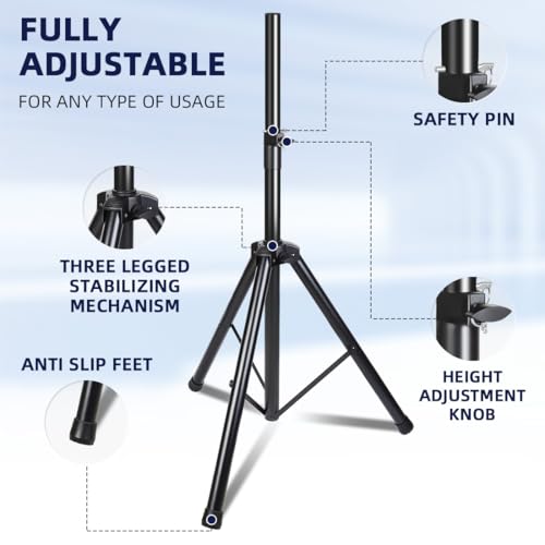 2 Pack Universal Speaker Stands Pair, Height Adjustable Tripod from 35 to 60 Inch 35 MM Compatible Insert with Carrying Bag for Stage