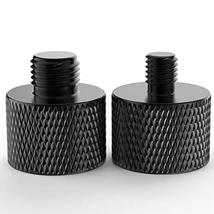 Donuts Mic Stand Adapter 5/8 to 3/8 and 5/8 to 1/4 Mic Thread Screw Adapter Combo Pack For Microphone Mounts and Stands 2 Pack Black