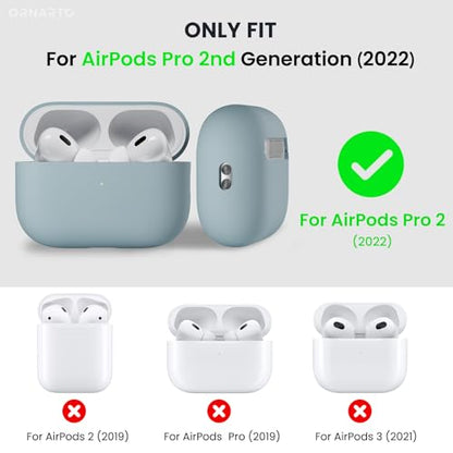 ORNARTO Compatible with AirPods Pro 2 Case 2022, Full Protective Hybrid Silicone for AirPods Pro 2nd Generation Case, Front LED Visible Skin Cover-Mint Green | Hybrid Silicone Rubber, Front LED Visible, Wireless Charging, Skin-Friendly Soft Touch, Anti-Sc