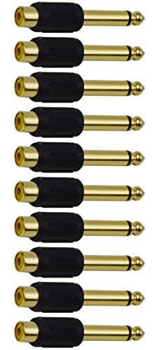 CESS 6.35mm TS Male to RCA Female Audio Adapter, 10 Pack
