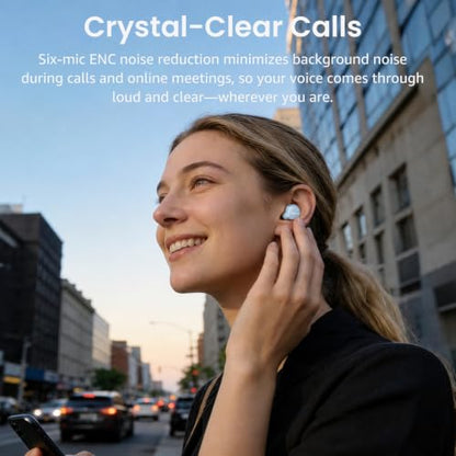 TOZO NC9 Hybrid Active Noise Cancelling Wireless Earbuds, 60H, LED Display | 6 Mic ENC Clear Calls, Deep Bass Sound, IPX8, in Ear Bluetooth 5.3 Headphones,32 EQs via APP,Comfort Fit Ear Buds,Light Blue - color: Light Blue