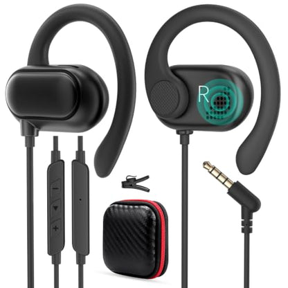 3.5mm Wired Earbuds Open Ear Headphones 5FT Earphone for PC with Mic Black