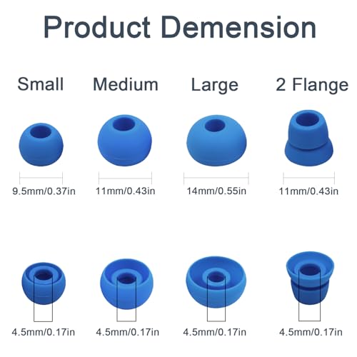 Replacement Eartips Compatible with Powerbeats 3 Powerbeats 2/1, 4 Pairs Replacement Earbuds Silicone Ear Tips Eargels Set - Small, Medium, Large and Double Flange (Electro Blue) - color: electro blue