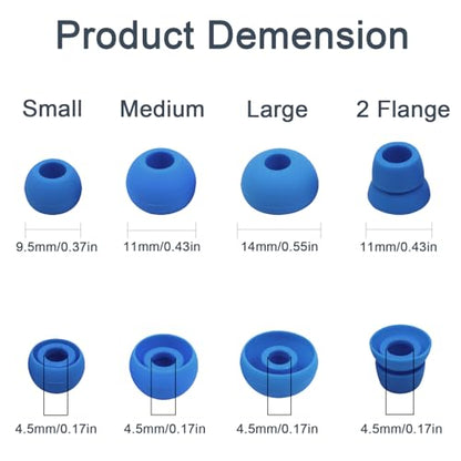 Replacement Eartips Compatible with Powerbeats 3 Powerbeats 2/1, 4 Pairs Replacement Earbuds Silicone Ear Tips Eargels Set - Small, Medium, Large and Double Flange (Electro Blue) - color: electro blue