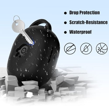 for Steelseries Arctis Gamebuds Silicone Case, Unisex Soft Protective Gamebuds Case, Only Compatible with Steelseries Gamebuds with Carabiner, Black - color: Black