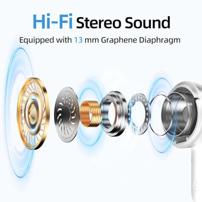 Wireless Earbuds, 100H Bluetooth 5.4 Headphones, ENC+ ANC Noise Cancelling Touch Control True Wireless Bluetooth Ear Buds,Stereo Deep Bass Bluetooth Headset for Sports/Workout/Gym(White) - color: White